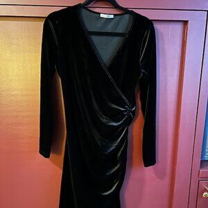 Black Velvet Midi Dress Size L